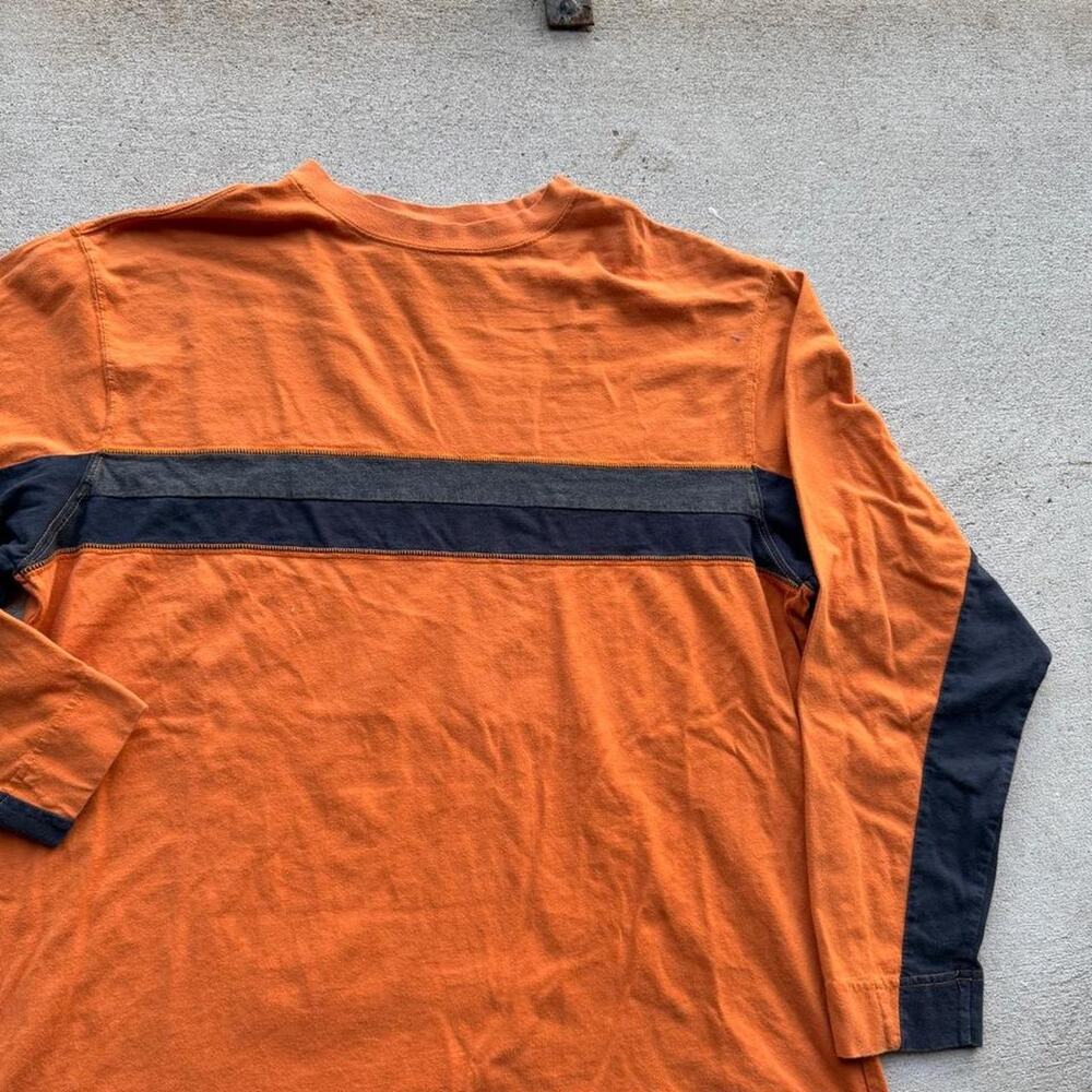 Y2k surfwear shirt orange striped large